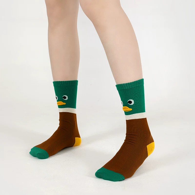 Spring New Stylish Duckbill 3D Socks for Women, Cute Animal Cartoon Illustration, Mid-Tube Versatile Street Fashion Socks