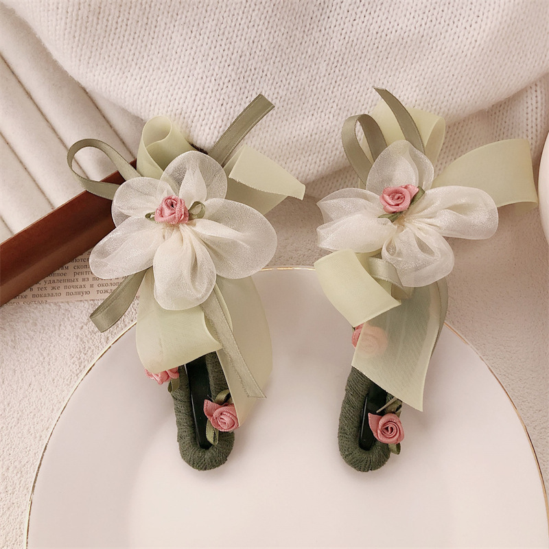 Super inmortal mallas flores clip para el cabello de la cabeza de la mujer dulce Meisen clip de boca de pato 2025 nuevo clip de tiburón una palabra clip para el cabello