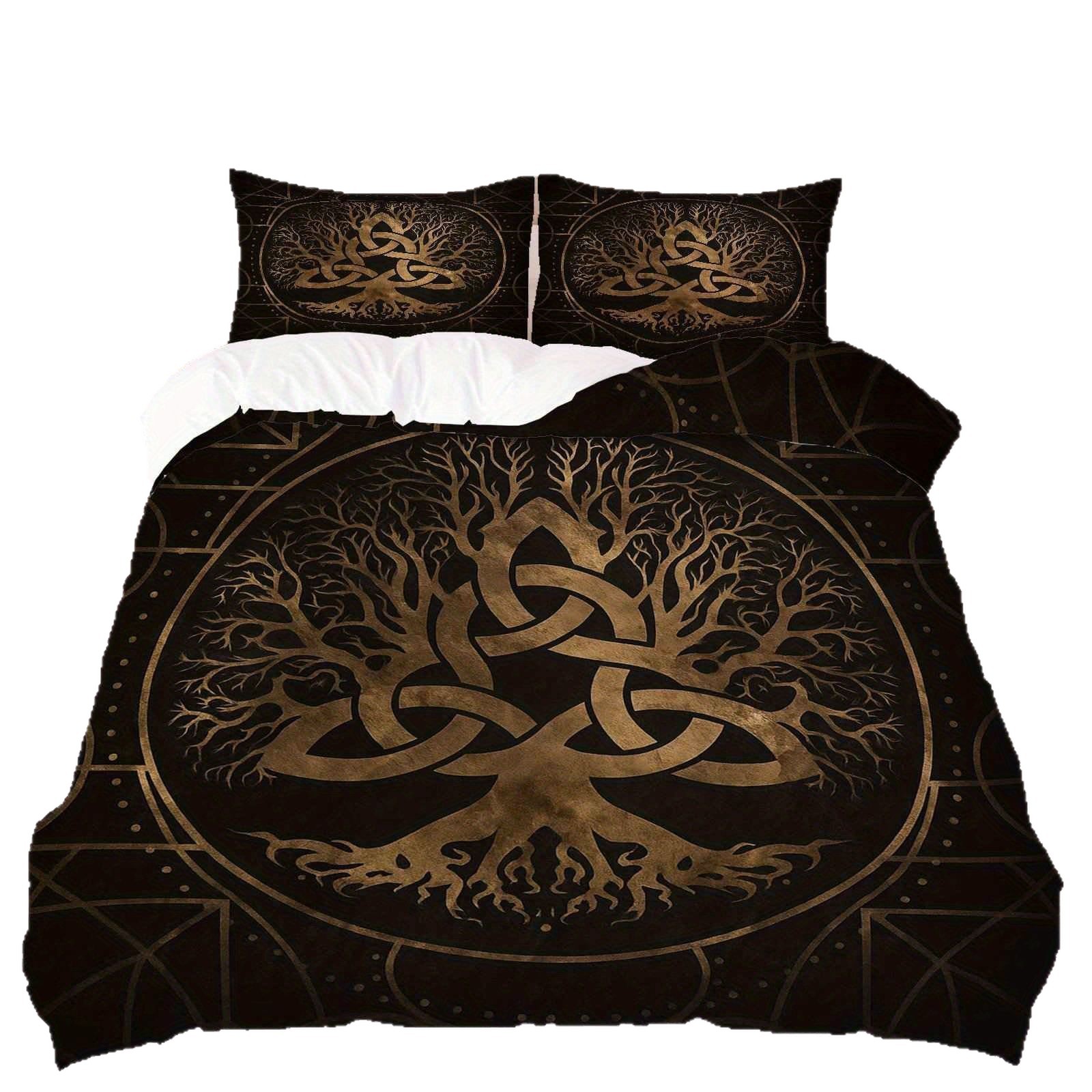 TEMU / JIT transfronterizo para brillante árbol de vida polido impresión digital kit de edredón textil para el hogar