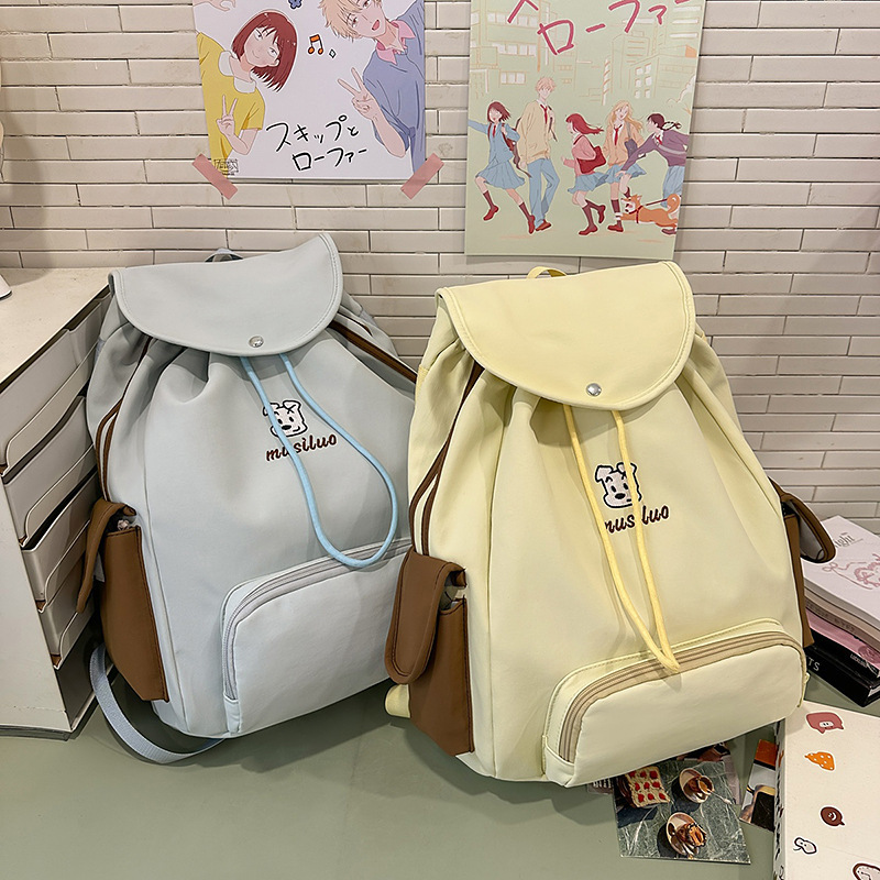 クロスボーダー新しいフリップ巾着バックパックテクスチャマルチコンパートメントカジュアルトラベルバックパック軽量ナイロン布バックパック|undefined
