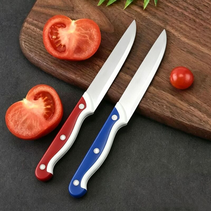 Stainless Steel New Creative Color-Blocking Blue and White, Red and White Plastic Handle Household Outdoor Kitchen Multi-Purpose Fruit Knife Peeler