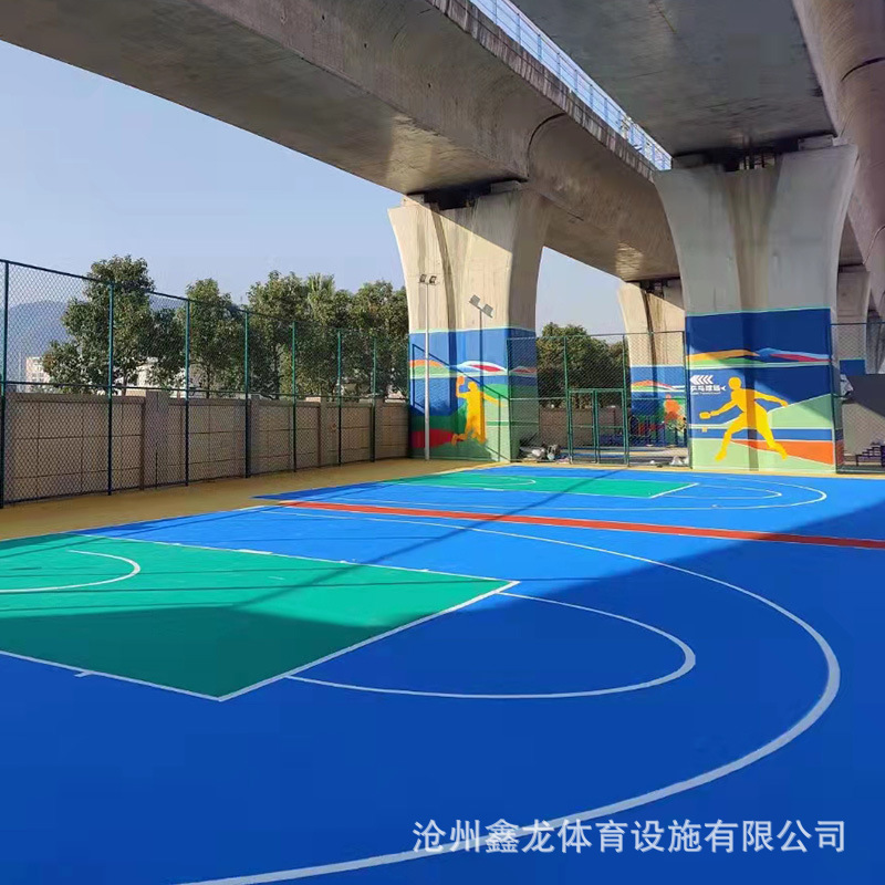 X硅pu篮球场羽毛球场排球场地面材料弹性地板施工运动户外地胶
