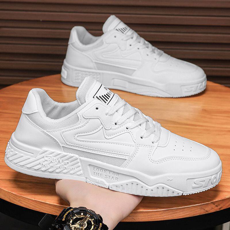 Giày thể thao nam cổ thấp đế dày tăng chiều cao chống trượt, giày sneaker phối màu đen trắng — EQ01 màu trắng, EQ01 màu đen