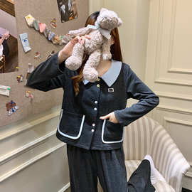 绵羊绒睡衣女秋冬季新款甜美小香风开衫长袖加厚休闲可外穿家居服