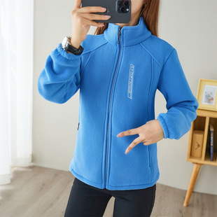 Autumn and winter polar fleece coat snowflake fleece women's fine fleece fleece clothing stand collar thickened cardigan sports outdoor sweater manufacturers