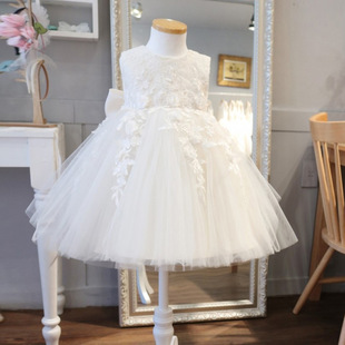 Flower girl's dress Princess dress girl's fluffy yarn birthday year-old host catwalk show costume children's wedding dress