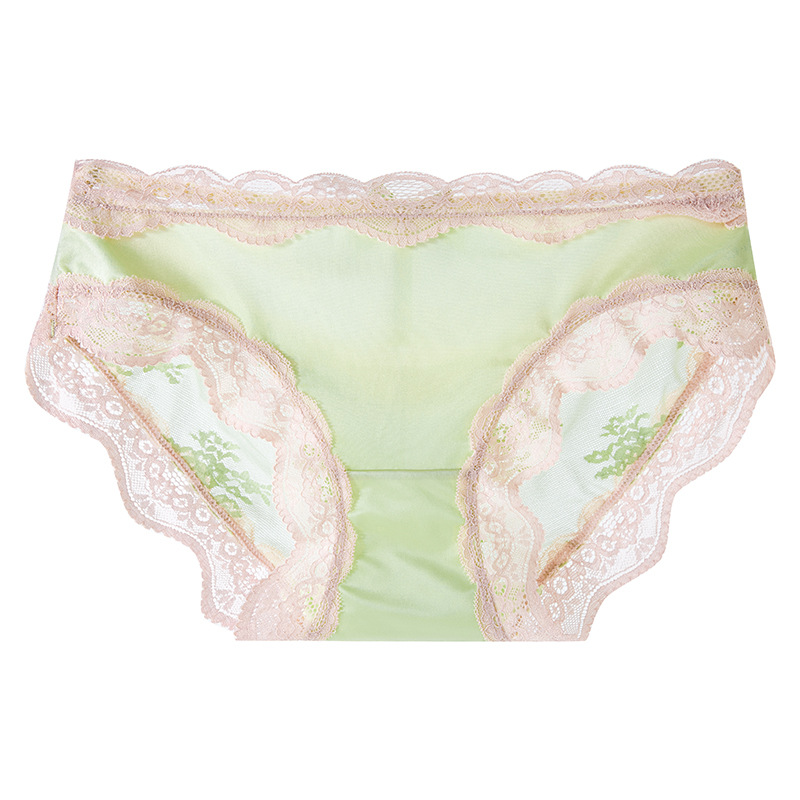 Encaje francés sexy satén seda de hielo encaje ropa interior de mujer entrepierna de algodón puro entrepierna antibacteriana ropa interior roja para mujer