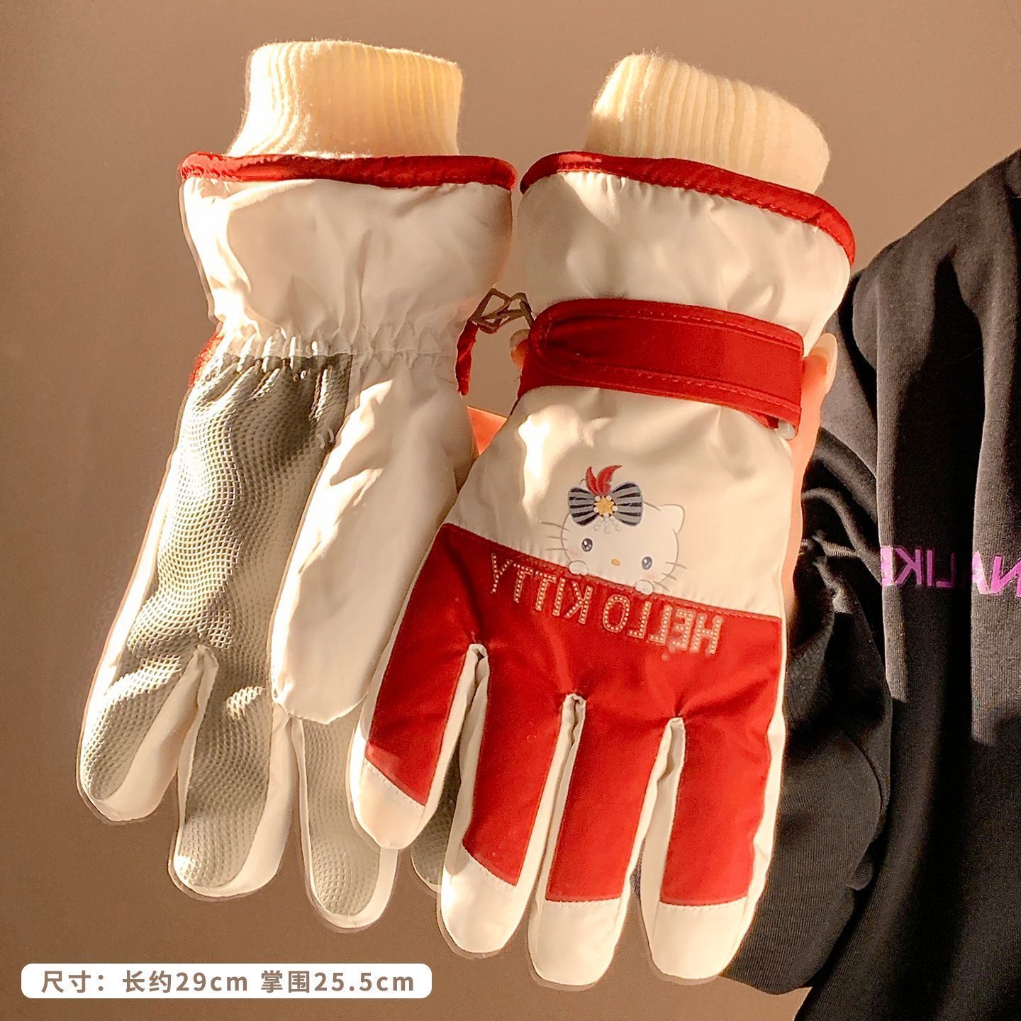 Sanrio auténtico guantes de esquí de montar Hellokitty para mujeres de invierno con pantalla táctil caliente y lindo a prueba de viento para montar en bicicleta