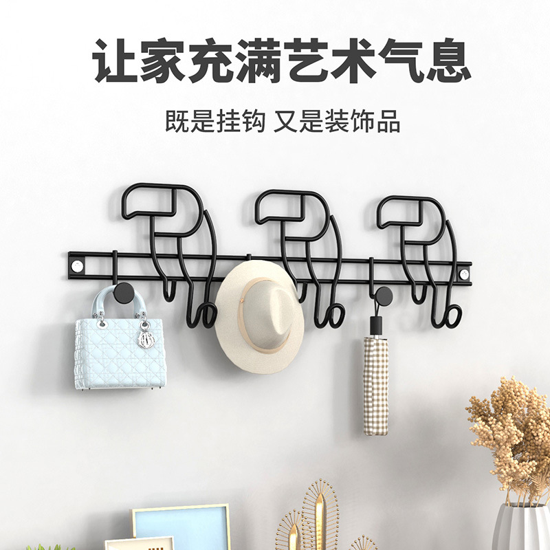 Muchos ganchos de la puerta del hogar de hierro forjado negro dibujos animados carpintero gancho percha