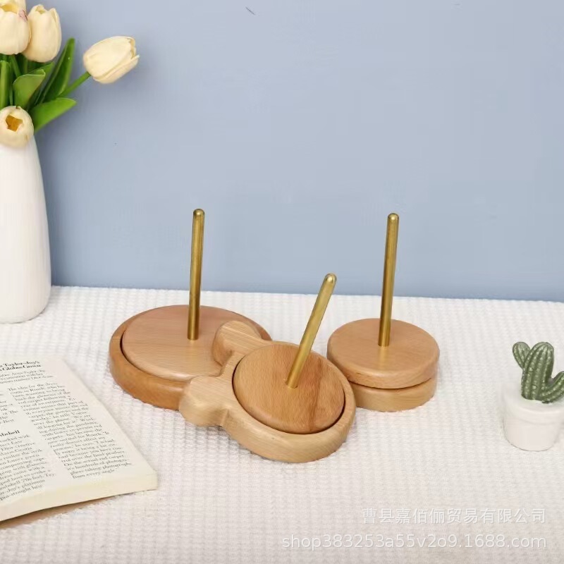 Wooden Bobbin Storage Rack, Hand-Woven Bobbin Auxiliary Tool, Rotatable Wooden Bobbin in Stock
