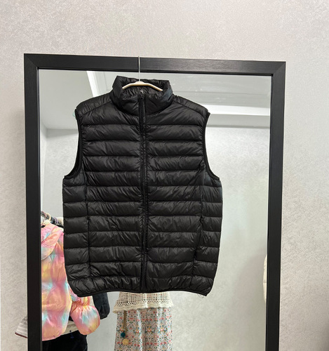Seasonal clearance ultra-lightweight unisex turtleneck down cotton vest jacket open-front padded jacket loose large size cotton coat trendy