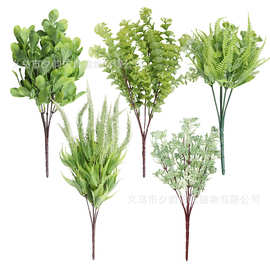 百款植绒薰衣草花束组合跨境家居仿真绿植软胶发毛蕨类假草仿真花