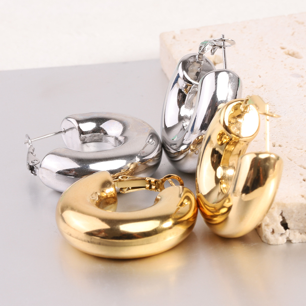 Earrings Classification 1 Pair Quantity 1 Pair Simple Style Solid Color Plating Titanium Steel Gold Plated Earrings