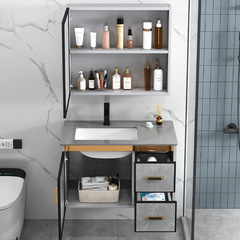 太空鋁合金浴室櫃組合鏡櫃衛生間洗漱台一體陶瓷洗臉盆岩板洗手盆