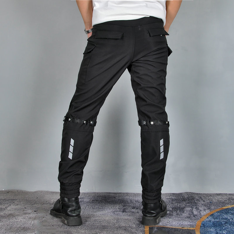 Volero motocicleta overoles ciclismo pantalones impermeable a prueba de viento transpirable elástico cintura alta motocicleta tobillo atado pantalones anti-caída hombres