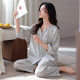 2025 Summer New Arrival Woven Pure Cotton Pajamas Women's Cropped Sleeve Cropped Pants Loose plus size Sweet Home Clothes suit