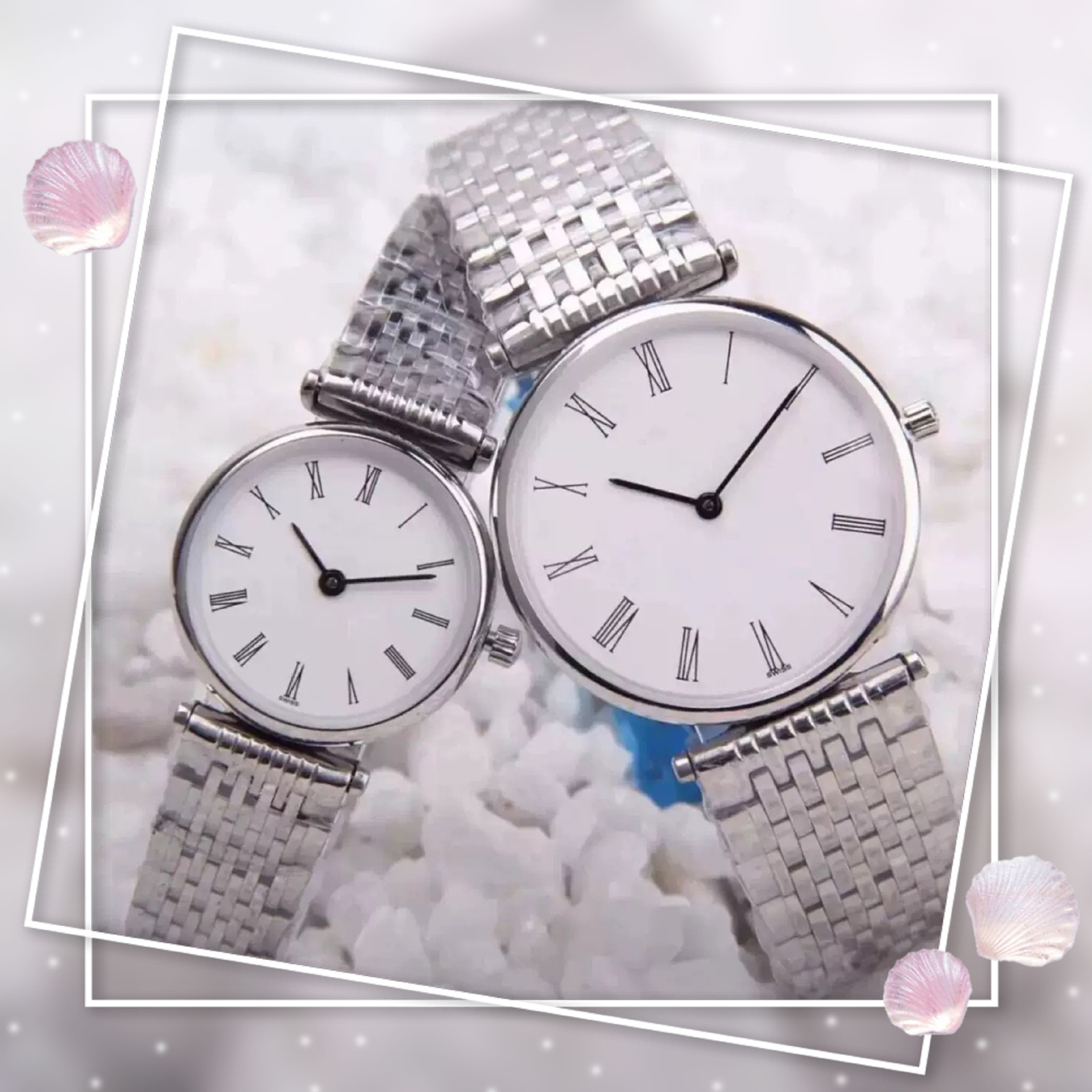 Swiss Trendy White Mother-Of-Pearl Square Diamond Heart Moon Famous Craftsman Luya Fashion Simple Jialan Thin Men's and Women's Couple Watches