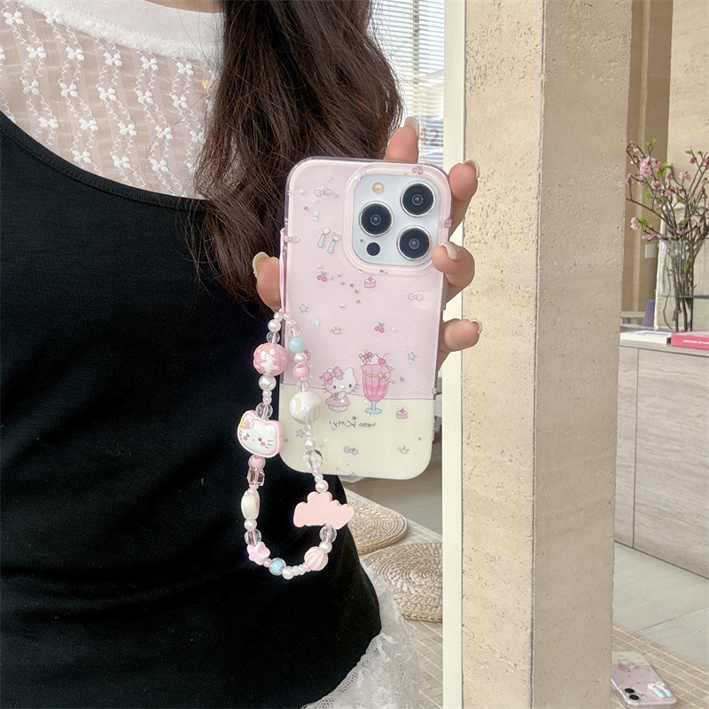 Niña ins brillo helado kt estéreo aplicable iphone16ProMax estéreo 14/15 Apple 13 cadena