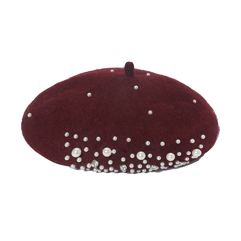 Women's Exaggerated Punk Streetwear Pearl Flat Eaves Beret Hat display picture 4