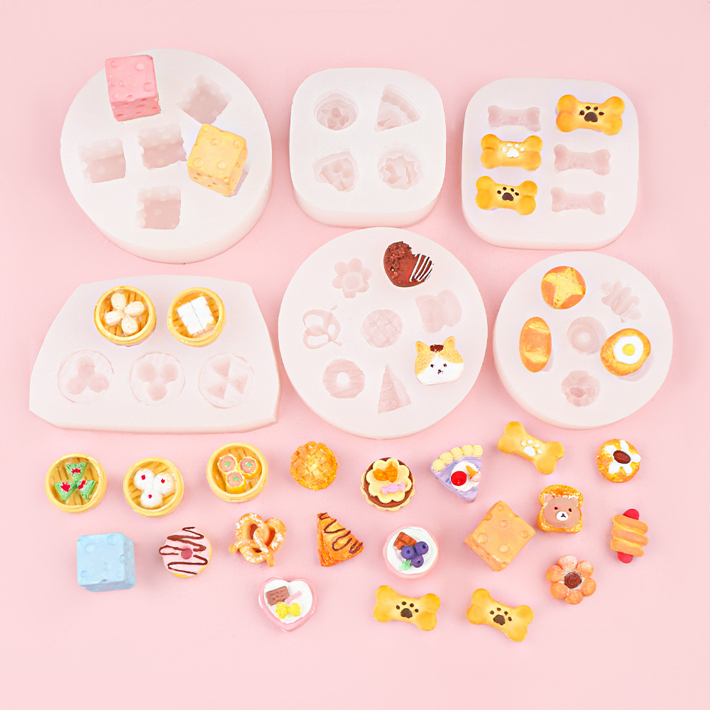 Mini galletas de hueso, pastel pequeño, molde de plástico de piedra, yeso de bricolaje, vapor de queso, adornos de chocolate, molde de silicona