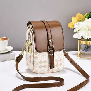 Manufacturer 2023 new super popular printed fashionable casual soft leather phone bag western style crossbody shoulder bag one-piece delivery