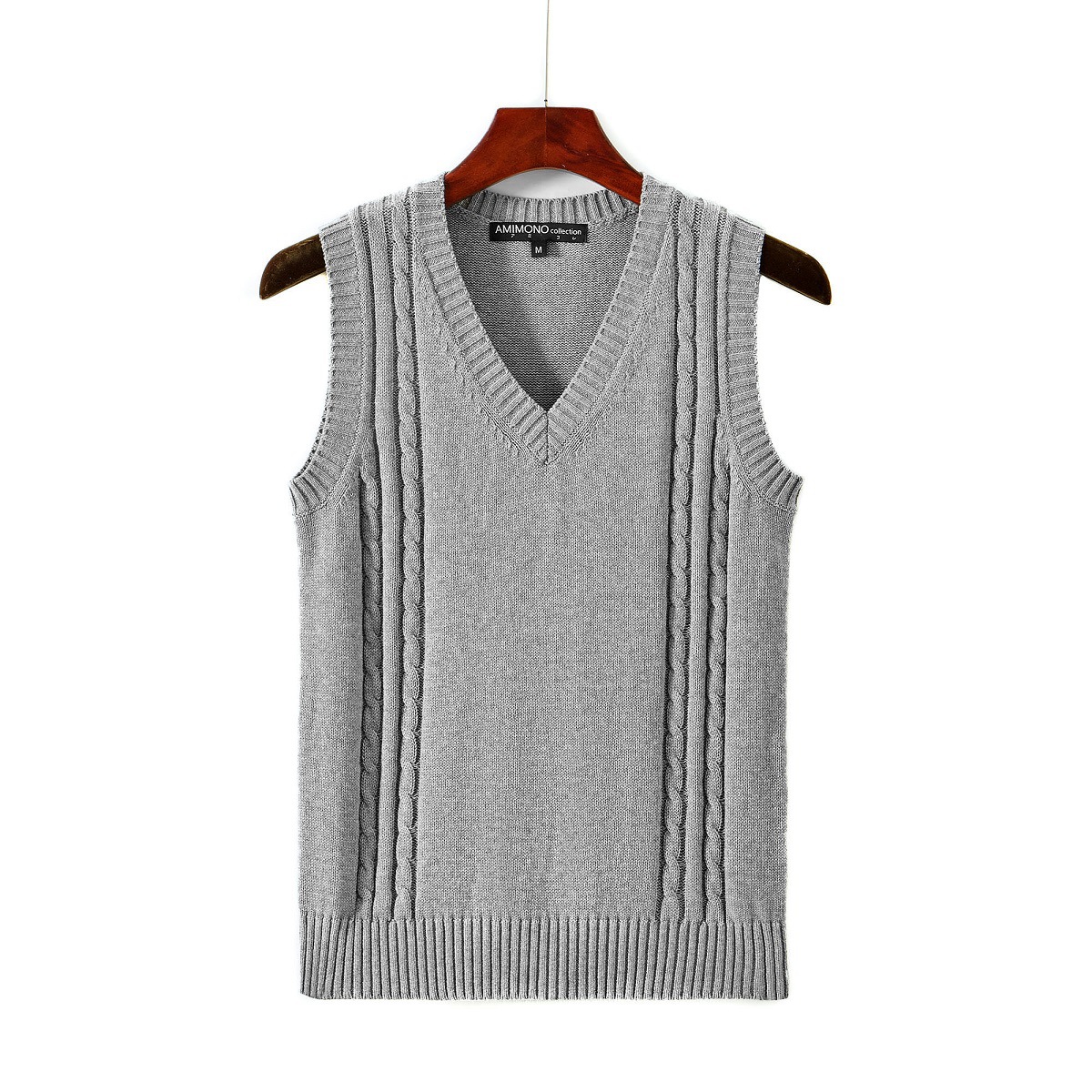 绞花背心欧美风毛衣