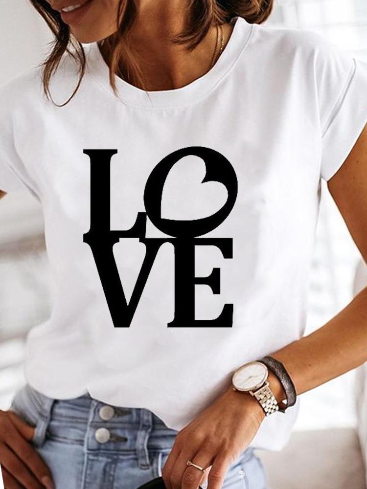 168g Weight Short Sleeve Sleeve Length Pullovers Placket Type Regular Sleeve Sleeve Type Polyester Fabric Type Regular Top Length T-shirt Tops Type Daily Occasion Round Neck Neckline Breathable Function Regular Fit Fit Type Letter, Chrysanthemum Pattern Summer, Spring, Autumn Season Women'S Gender Printing Design Fashion Style Wholesale Women'S Fashion Letter Chrysanthemum Short Sleeve Printing T-Shirts 5