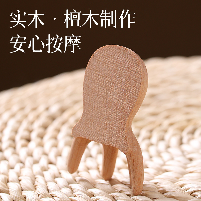 タコマッサージコーム、ブナ材頭経絡、無垢材スクレーパー、タコ経絡浚渫ツボスティック、ヘッドセラピーコーム|undefined
