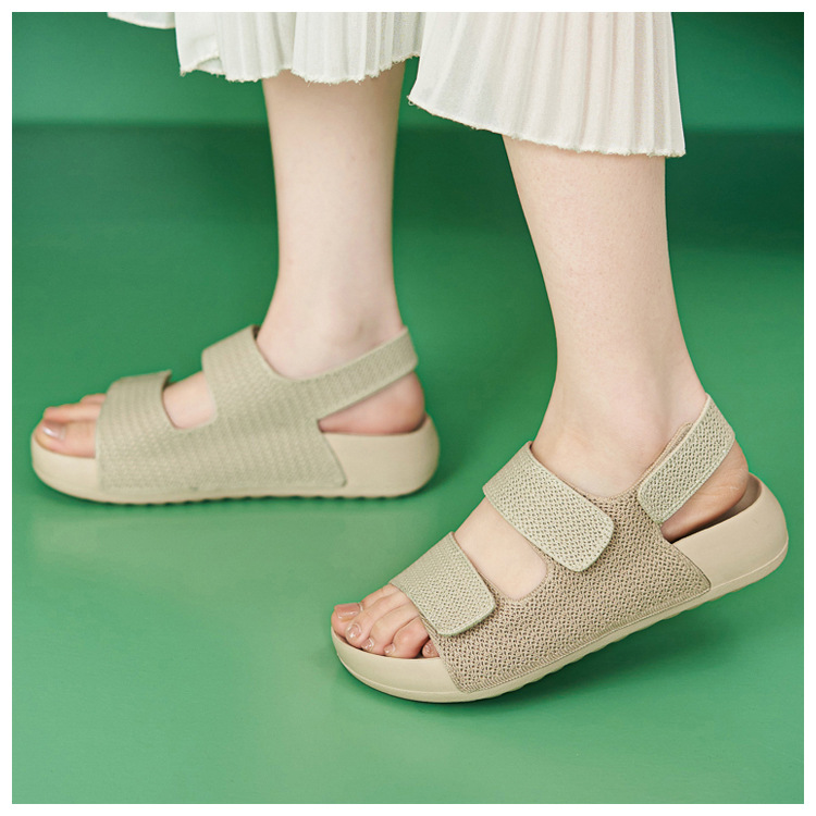 Dép sandal nữ quai chữ V đế mềm, quai dán đi biển — màu đen, màu hồng, màu kaki, màu mơ chi tiết 12