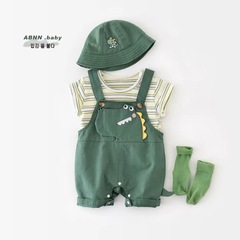 萌え洋気ベビー服夏の半袖ファッションタイプの男の子の赤ちゃんの連体服の偽の2つの外は服を着ます。