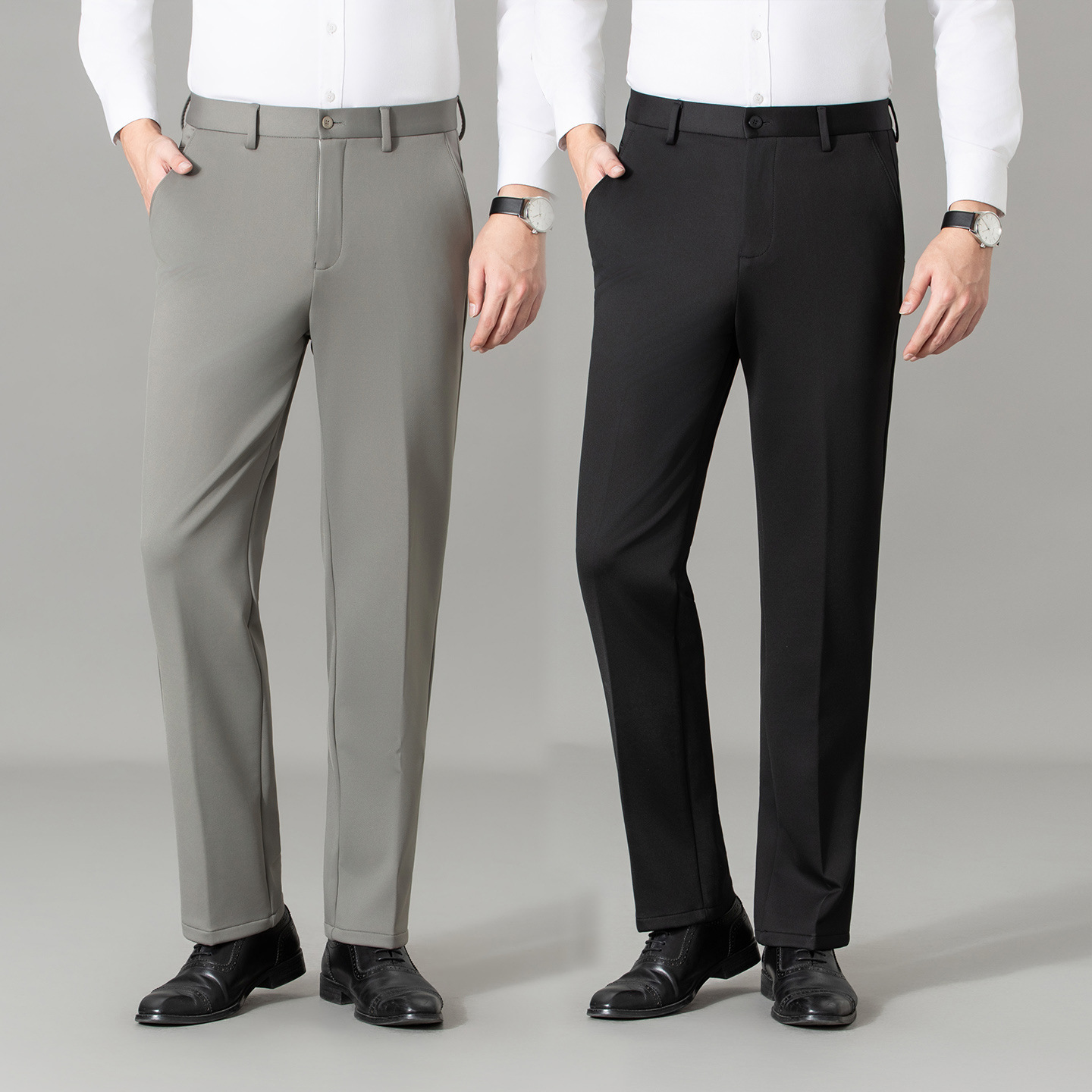 High-End Brand Autumn and Winter Men's High-Waist Casual Pants High-Waist Knitted Stretch Men's Pants Loose Business Wool Trousers