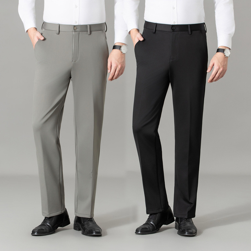 High-End Brand Autumn and Winter Men's High-Waist Casual Pants High-Waist Knitted Stretch Men's Pants Loose Business Wool Trousers