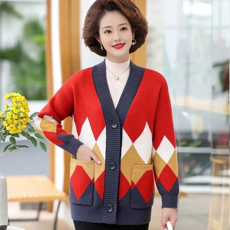 洋气中年妈妈春秋装针织开衫2025年新款好毛衣外套上衣中老年女装|undefined
