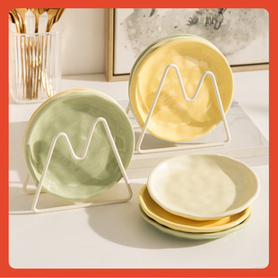 △ Cream Style Light Luxury Plate吐骨 Dish Household Food Grade Ceramic Snack Cake Plate Dish Dining Table Storage Tray