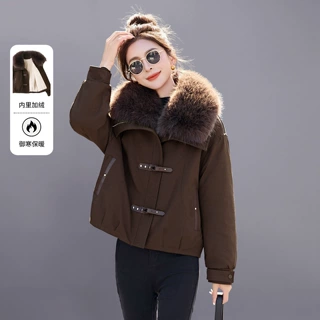 加绒加厚派克棉服女短款2026新款小个子洋气保暖棉衣毛领外套棉袄