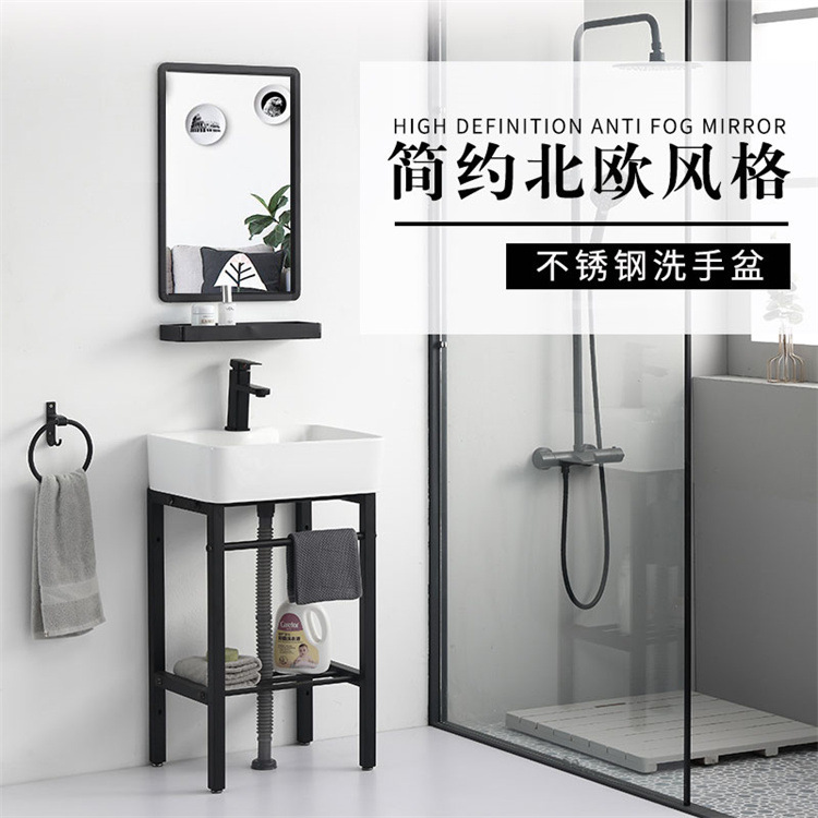 Simple mini lavabo montado en la pared pequeño apartamento casa cuarto de baño lavabo gabinete mesa de lavado