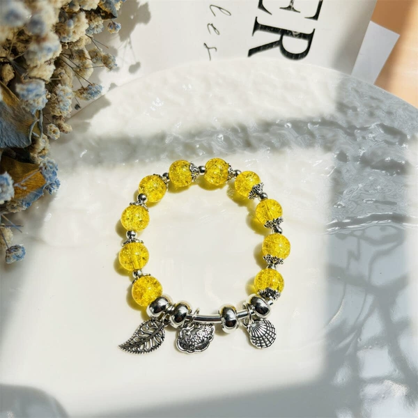 S056-Yellow Shell Leaf Peaceful Buckle Bracelet #SZ466