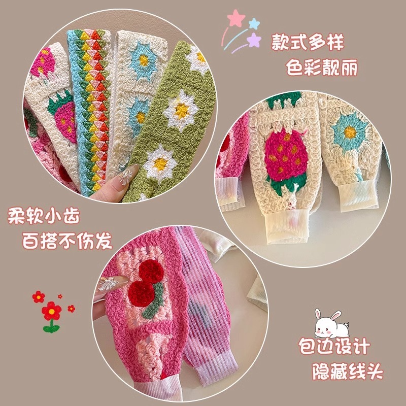 Sen sistema de punto flor fresa velcro para niñas y niños acabado de cabello correa de cabello sensación de alto nivel lavado de la cara brocha de cabello