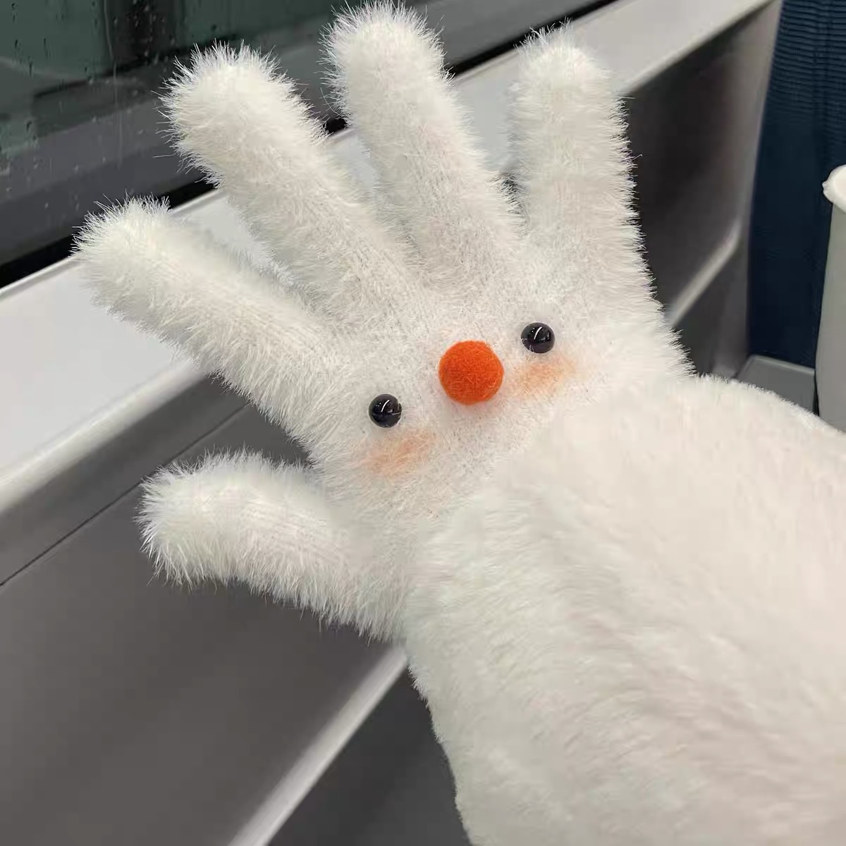 Snögubbe plyschhandskar för damer varma vintervantar med fingrar_voghion.com