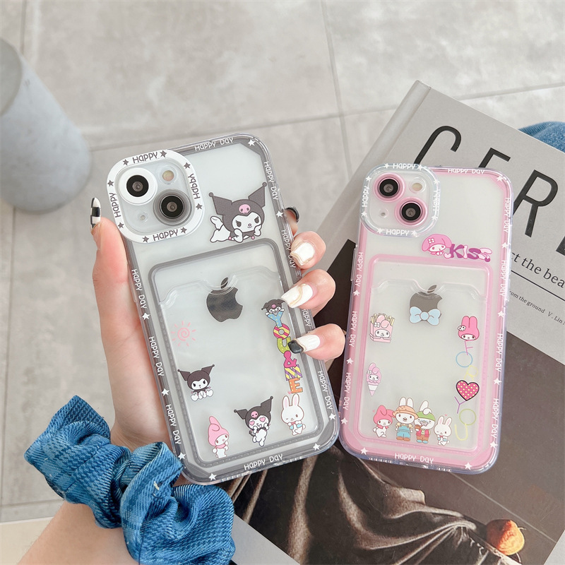 Kuromi Melody Apple 17 Phone Case Card Holder Iphone13/14Pro Suitable for 11/Xr/7/8Plus