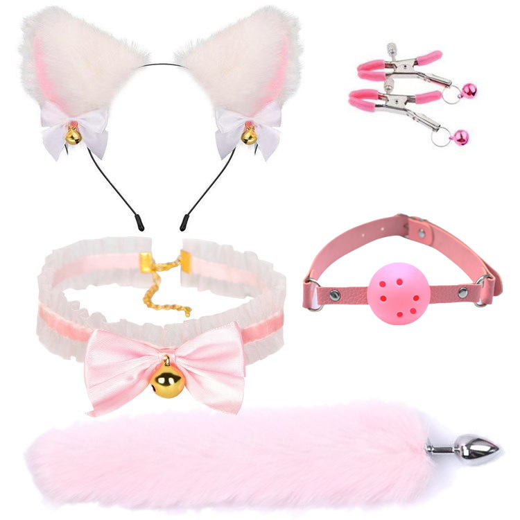 Lace collar. pink 5-piece set (pink)