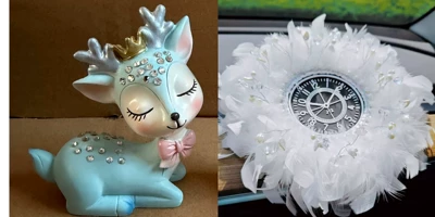 Car ornaments, a High-End Feel, Dashboard Safe - big-deer-crystal-bead-feather-anti-slip-mat