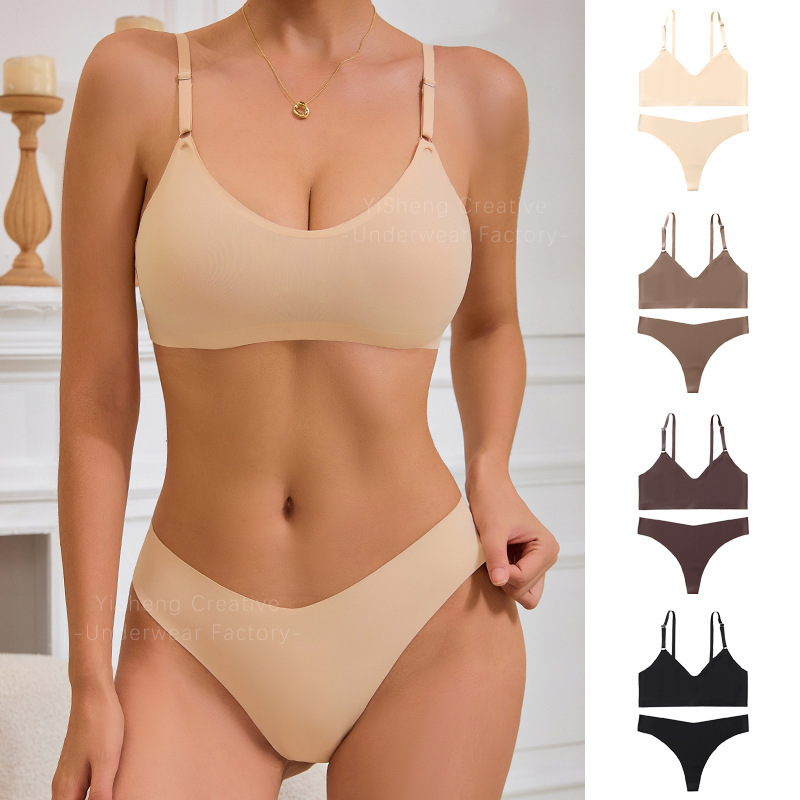 Cross-Border Popular Underwear Bra Set for Women, Seamless, No Breast Pads, No Rims, Comfortable Large Size One-Piece Underwear in Stock