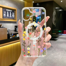 花藤撞色手机壳苹果17promax跨境专供ip13透明磁吸壳16亚力克防摔