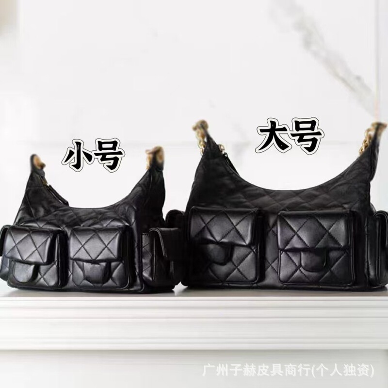 25c早春新作hoboヒッピーバッグダブルポケット脇下カバンカジュアル菱格チェーンjennie同モデル女性カバン|undefined