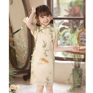 Ancient Style Han Dynasty Girls' Cheongsam Dress 2024 New Kidsren's Clothing Improved New Chinoiserie Guzheng Performance Clothing Summer