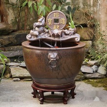 陶瓷金鱼缸阳台办公室客厅流水摆件水缸过滤庭院大缸养鱼盆垒德株