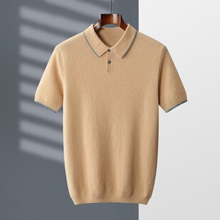 Men's Short-sleeved Mountain Cashmere Sweater Lapel T-shirt Knitted Autumn and Winter New Sweater Business Casual Half-sleeved POLO Shirt