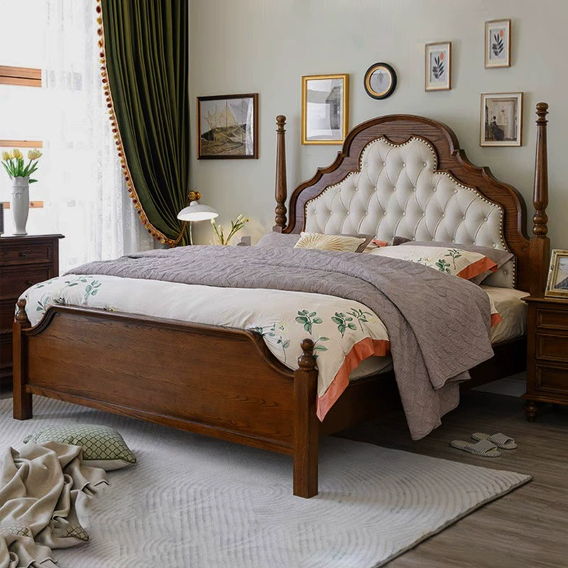 Американская ретро кровать из массива дерева, кровать французской принцессы, прикроватная тумба, комод, шкаф, спальный гарнитур, комплект элитной мебели