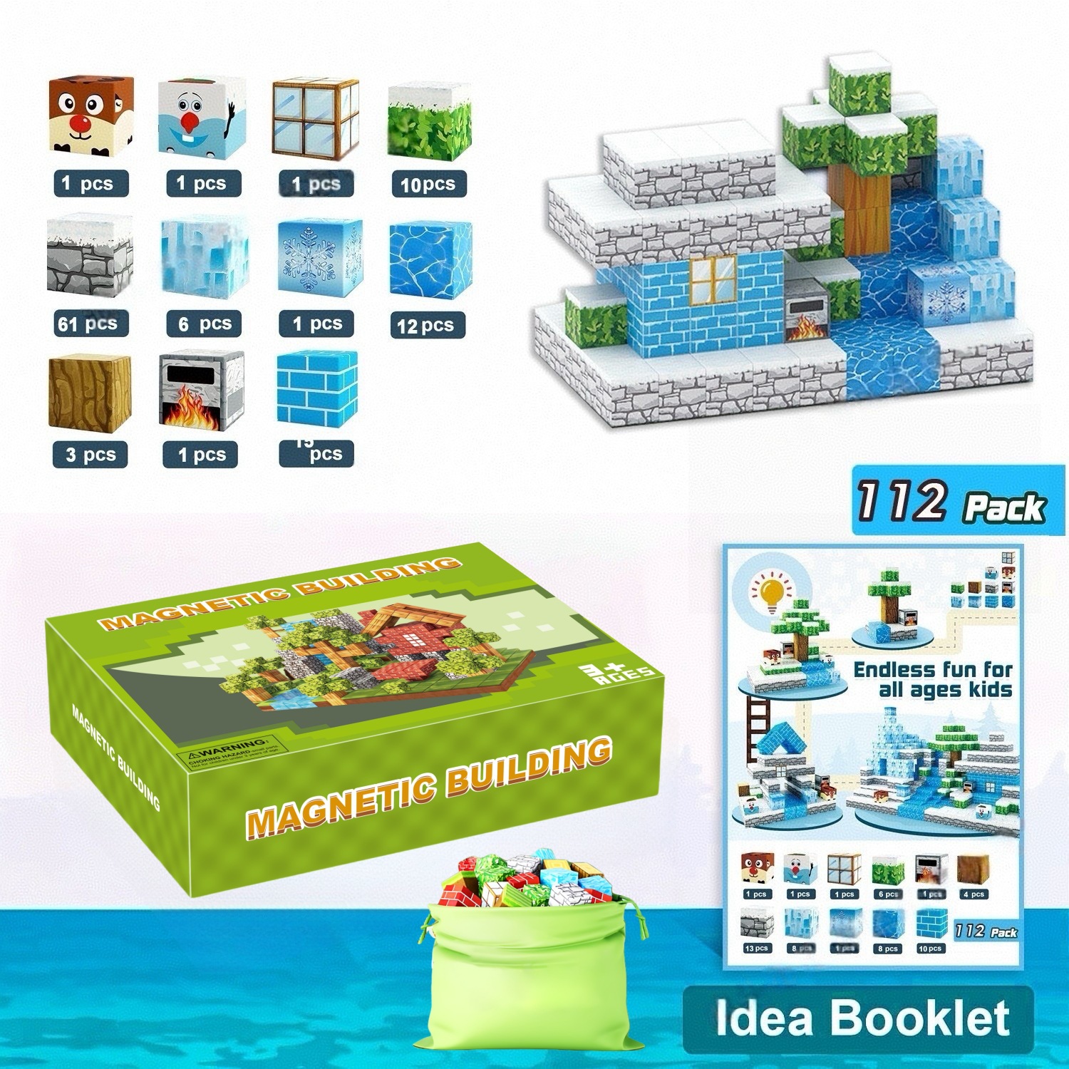 Transfronterizos Amazon My Blocks World Magnetic Block Set Puzzles Magnetic Cuadrados Juguetes Bosque Original